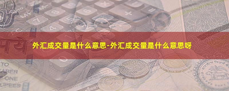 外汇成交量是什么意思-外汇成交量是什么意思呀