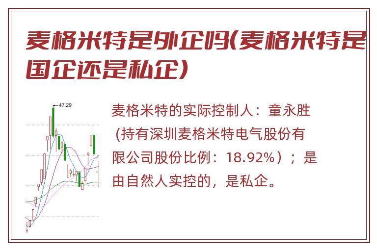 麦格米特是外企吗（麦格米特是国企还