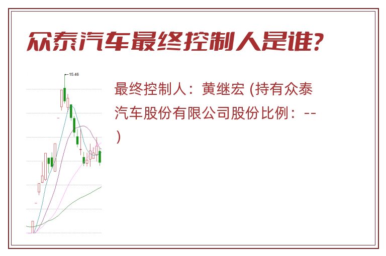众泰汽车最终控制人是谁？