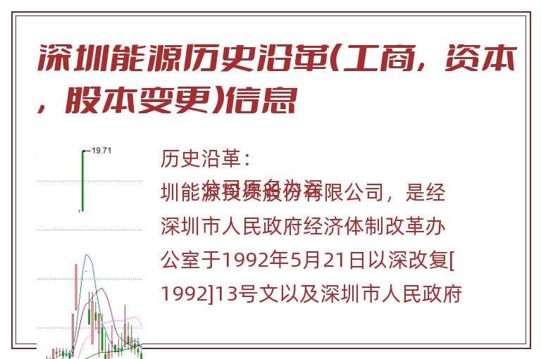 深圳能源历史沿革（工商，资本，股本变更）信息