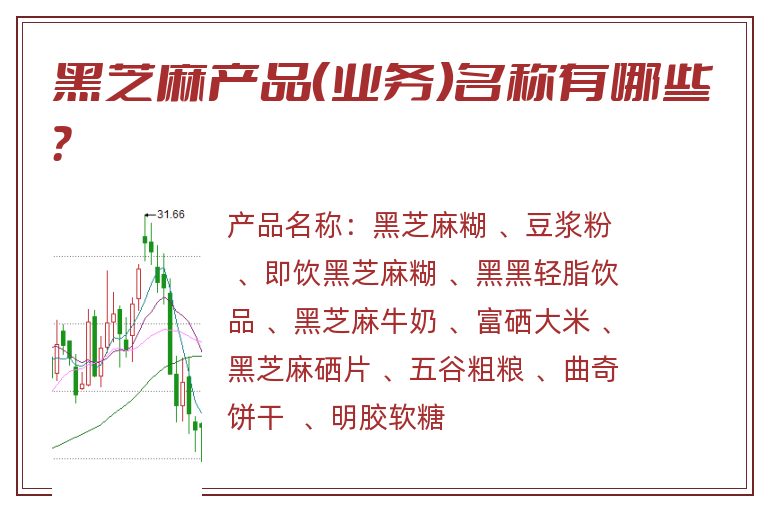 黑芝麻产品（业务）名称有哪些？
