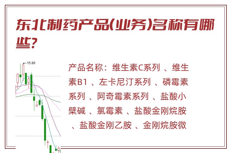 东北制药产品（业务）名称有哪些？
