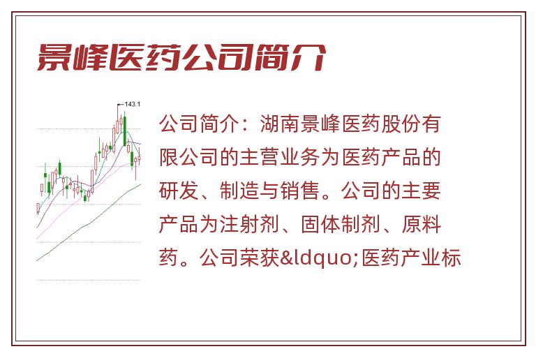 景峰医药公司简介