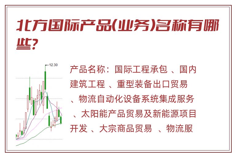 北方国际产品（业务）名称有哪些？